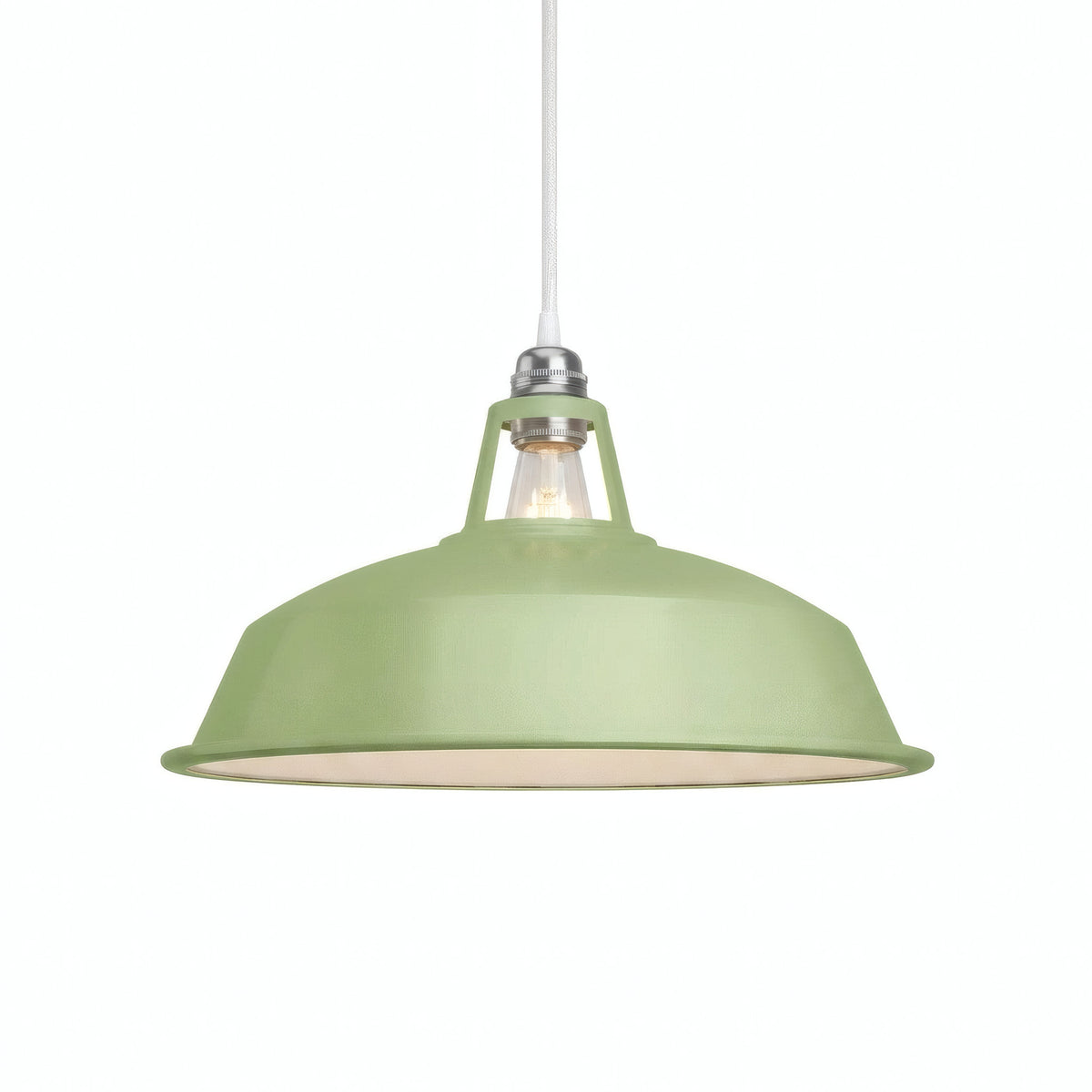 Emaillierter Glocken-Lampenschirm Ø 38 cm für E27-Fassung — Wiesengrün