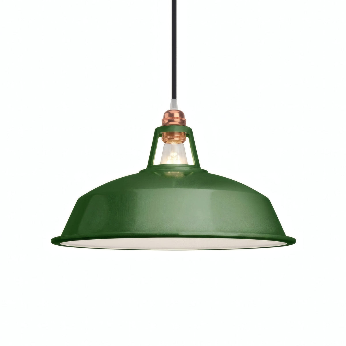 Emaillierter Glocken-Lampenschirm Ø 38 cm für E27-Fassung — Grün