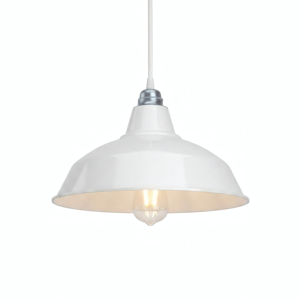 Konischer Lampenschirm aus Metall Ø 30 cm für E27-Fassung — Weiß