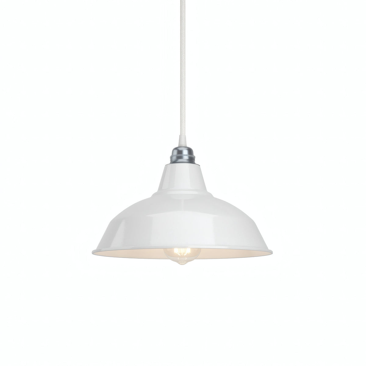 Konischer Lampenschirm aus Metall Ø 30 cm für E27-Fassung — Weiß