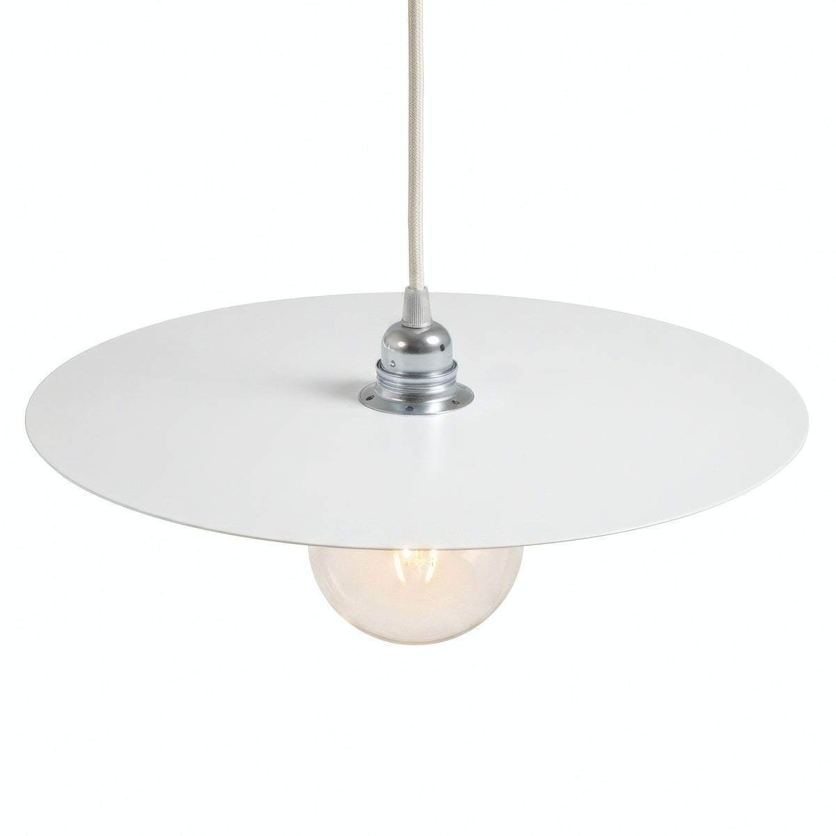Scheiben-Lampenschirm aus Eisen Ø 40 cm für E27-Fassung — Weiß