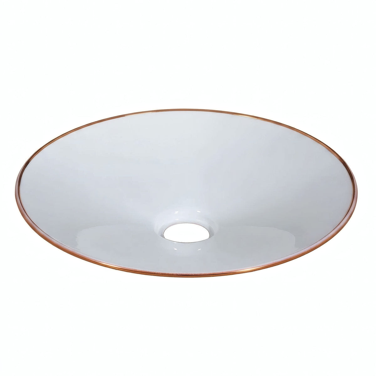 Flacher emaillierter Lampenschirm Ø 30 cm für E27-Fassung — Weiß und Kupfer
