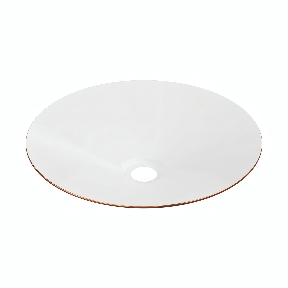 Flacher emaillierter Lampenschirm Ø 30 cm für E27-Fassung — Weiß und satiniertes Kupfer