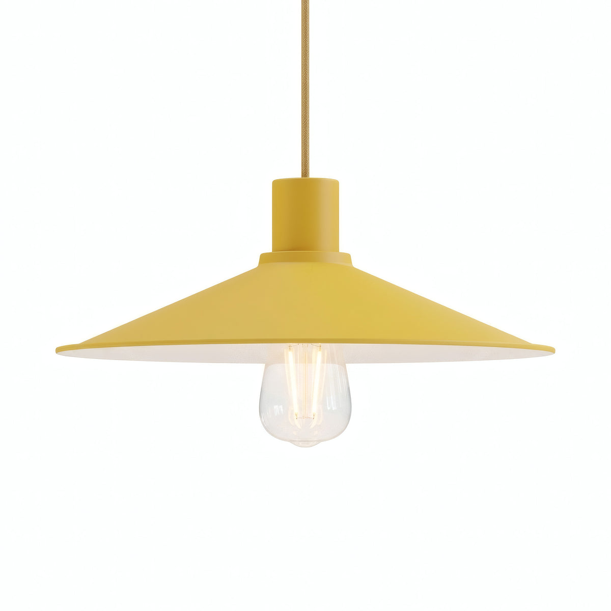 Flacher emaillierter Lampenschirm Ø 30 cm für E27-Fassung — Senfgelb