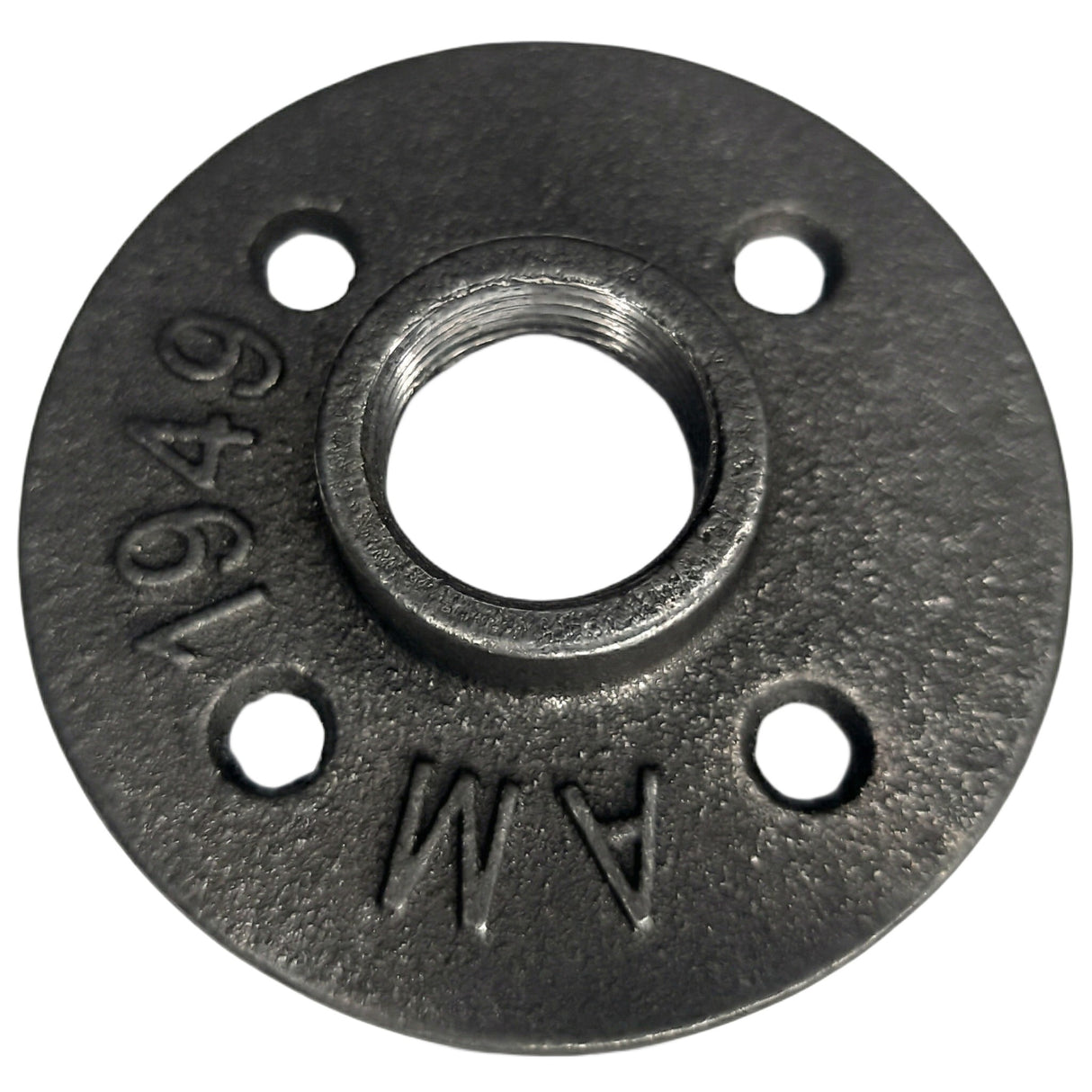 Gewindeflansch 4 Löcher 20x27mm schwarzer Gusseisen — Vorderansicht