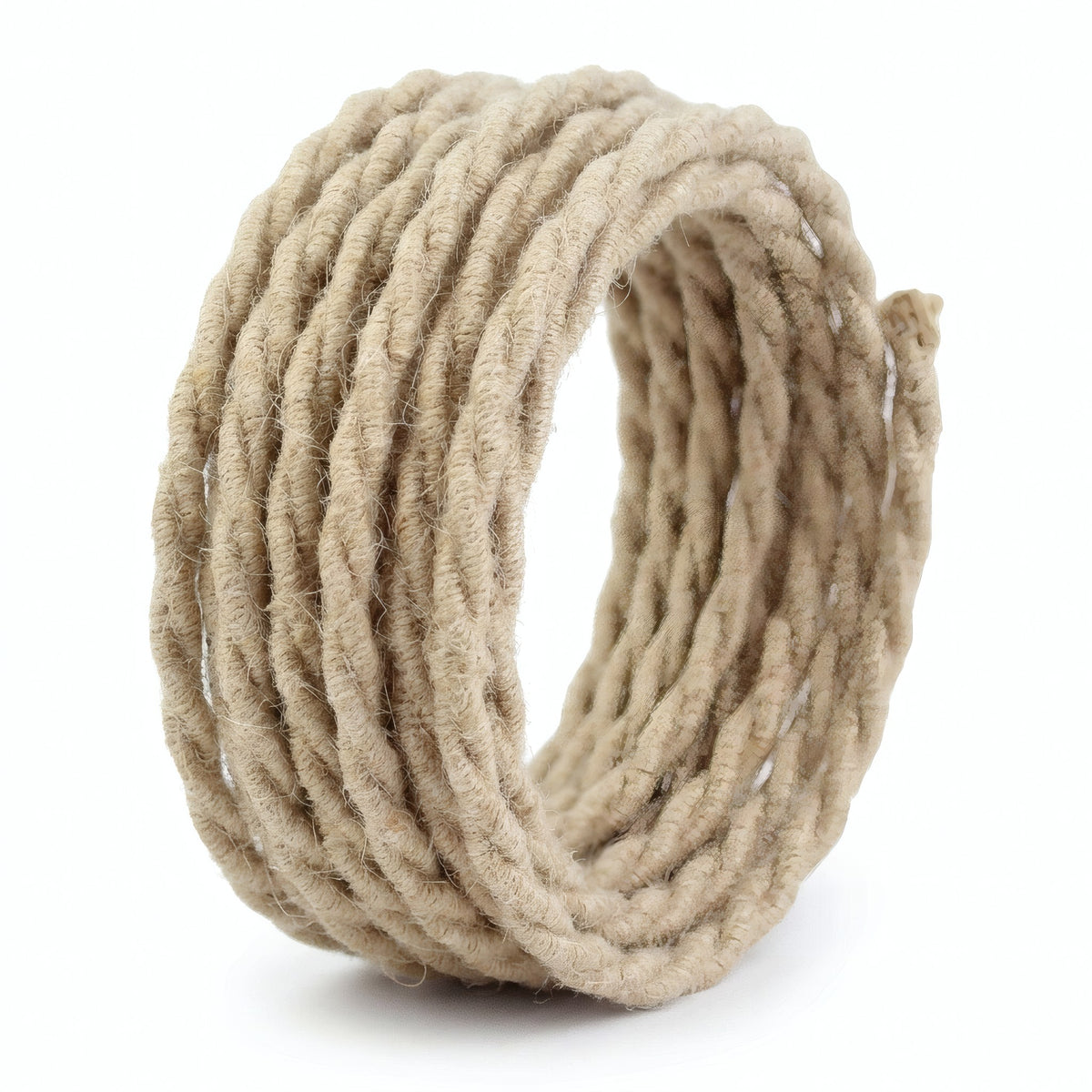 Gedrehtes Textilkabel aus Jute - Produktfoto auf weißem Hintergrund 4