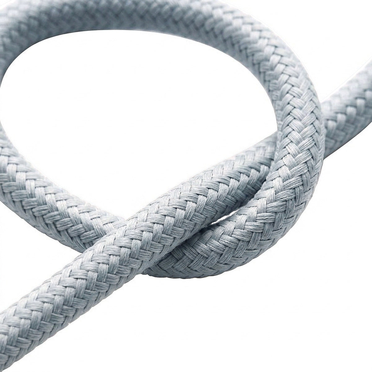 Rundes Textilkabel mit Seideneffekt – Hellblaugrau