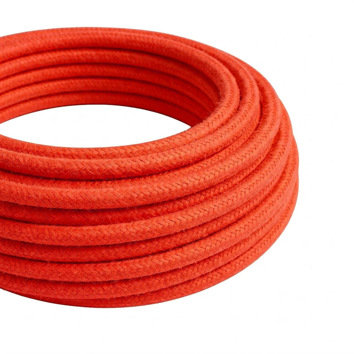 Rundes Neon-Textilkabel mit Seideneffekt – Orange