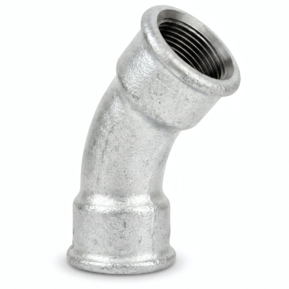 Coude grand rayon 45° F/F fonte galvanisée - photo produit fond blanc 5