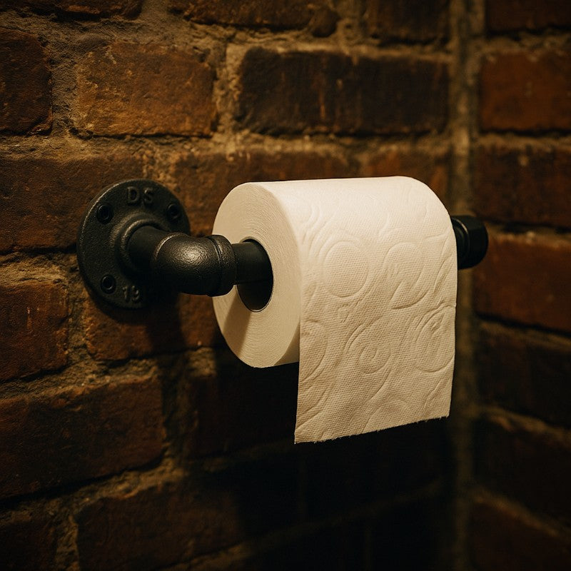 Dérouleur de papier toilette style plomberie industrielle