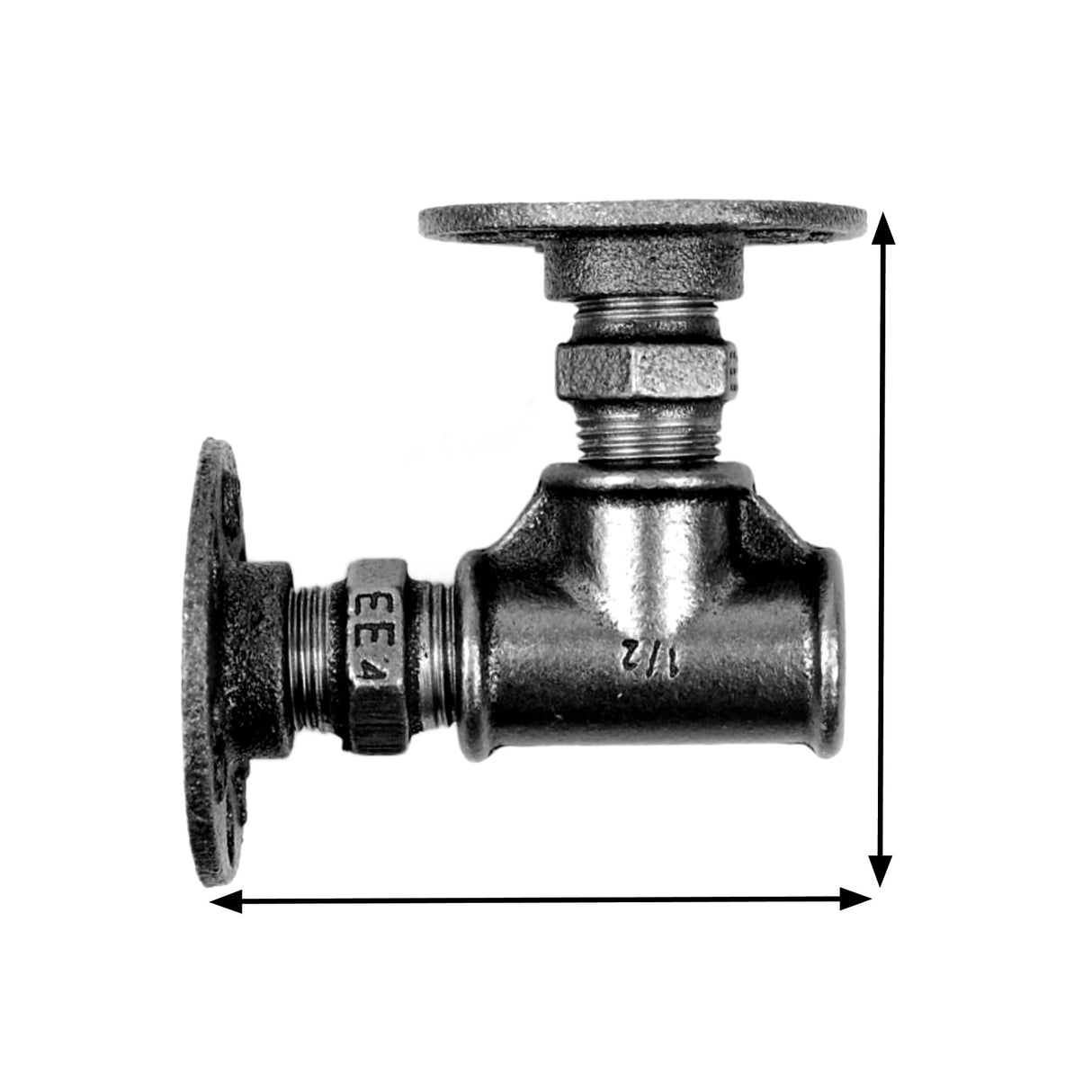 Winkel mit schwarzem Handrad | Modell 3