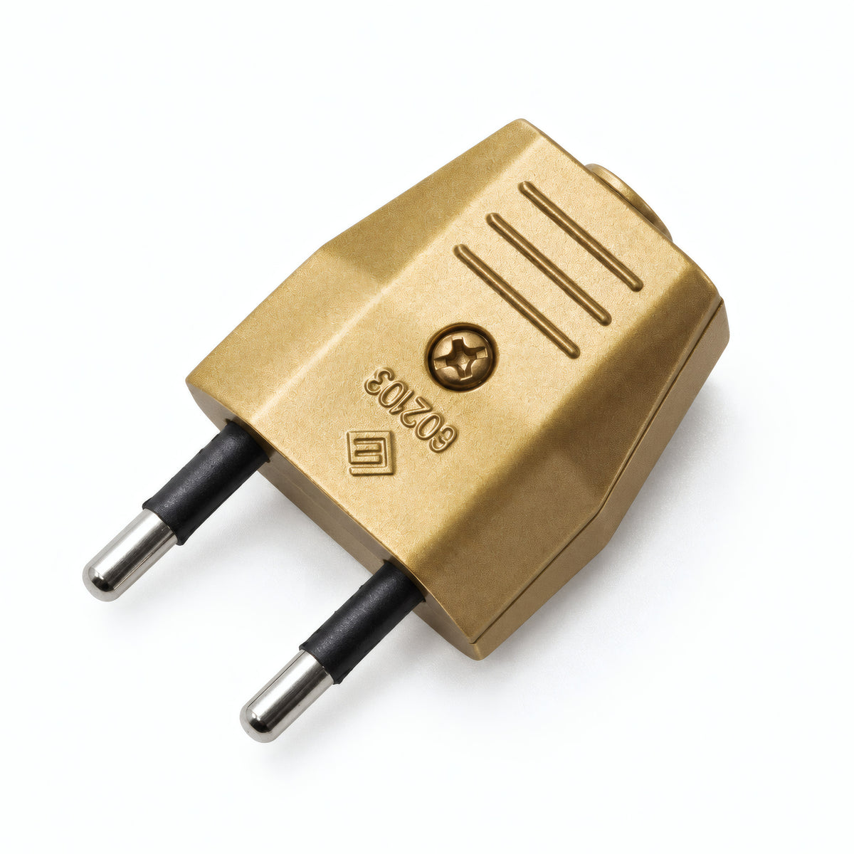 Europäischer 2-poliger Stecker mit axialem Kabelausgang — Satinierte Bronze