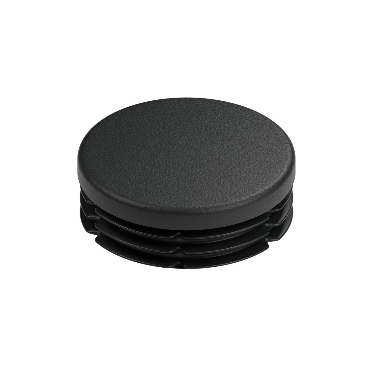 Schwarzer Lamellenstopfen für Fitting mit Innengewinde 1″1/4 33x42, Draufsicht auf den flachen Kopf