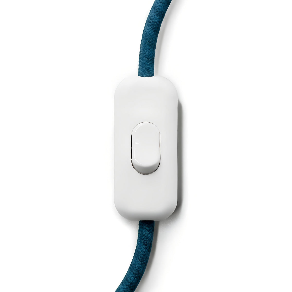 Zweipoliger Schnurschalter (Wippe) für Lampenkabel — Weiß