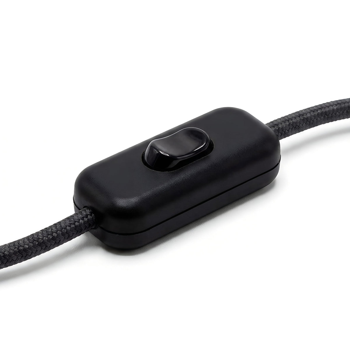 Zweipoliger Schnurschalter (Wippe) für Lampenkabel — Schwarz