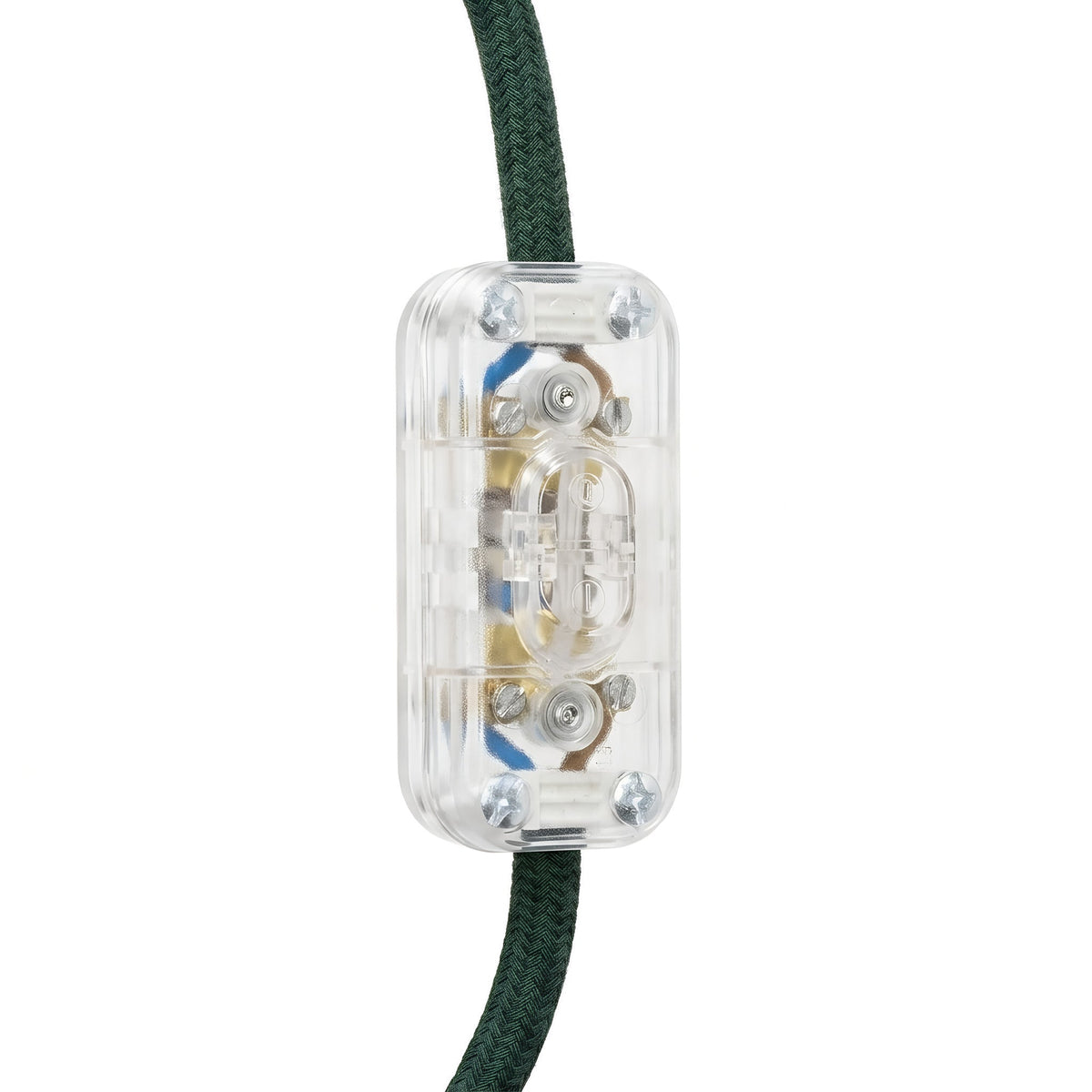 Zweipoliger Schnurschalter (Wippe) für Lampenkabel — Transparent