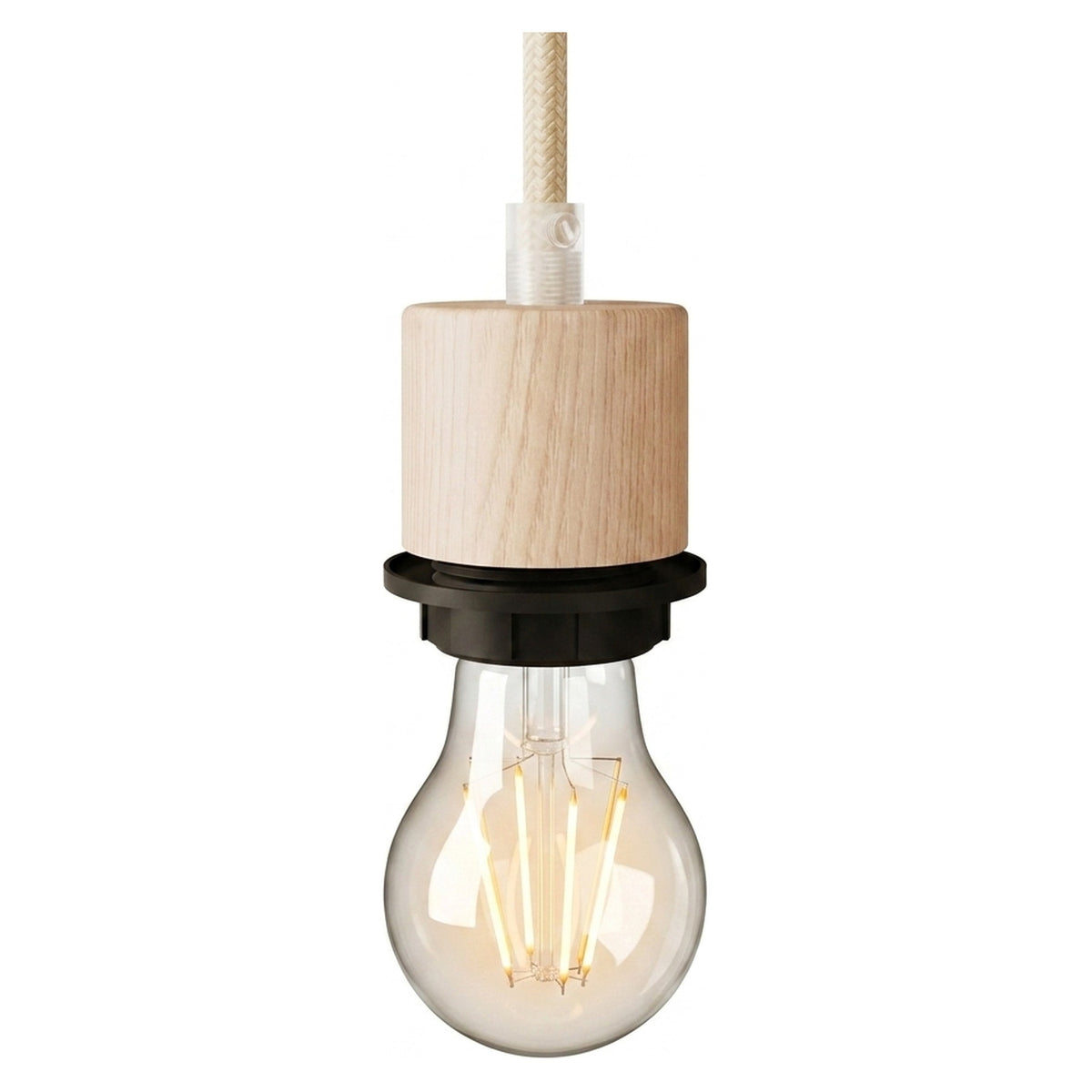 Zylindrische E27-Fassung aus Holz mit Gewinde für Lampenschirm