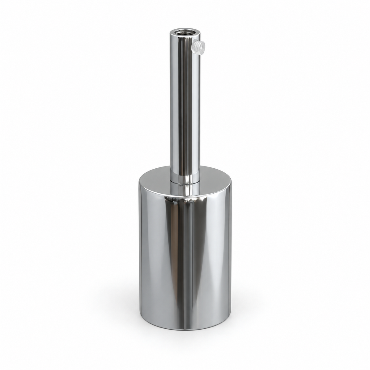 Zylindrisches E27-Fassungsset aus Metall — Zugentlastung 7 cm — Chromoptik — Ansicht 1