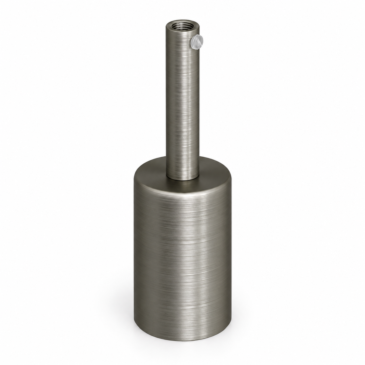 Zylindrisches E27-Fassungsset aus Metall — Zugentlastung 7 cm — satinierte Titanoptik — Ansicht 1