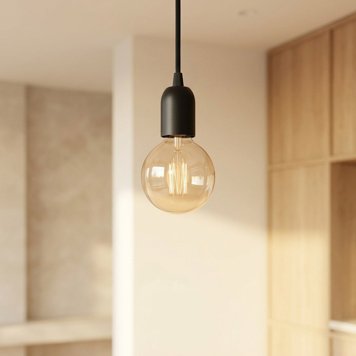 Halbkugelförmige E27-Fassung aus Metall — Schwarz