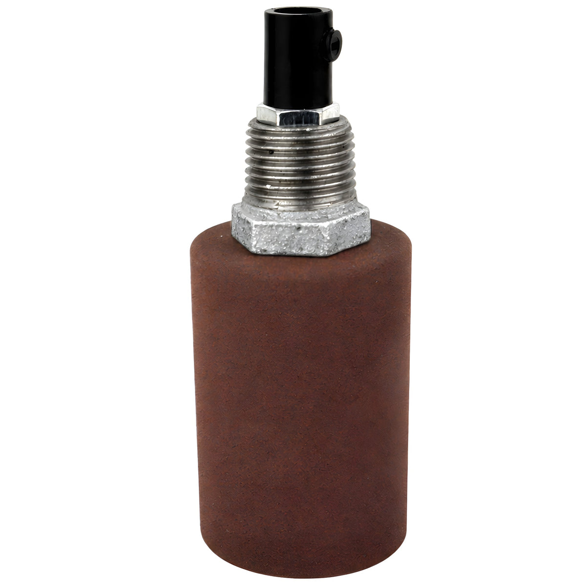 E27-Fassungsset aus glattem Metall in Rostoptik auf Fitting mit Außengewinde 1/2'' (15x21mm) aus verzinktem Temperguss