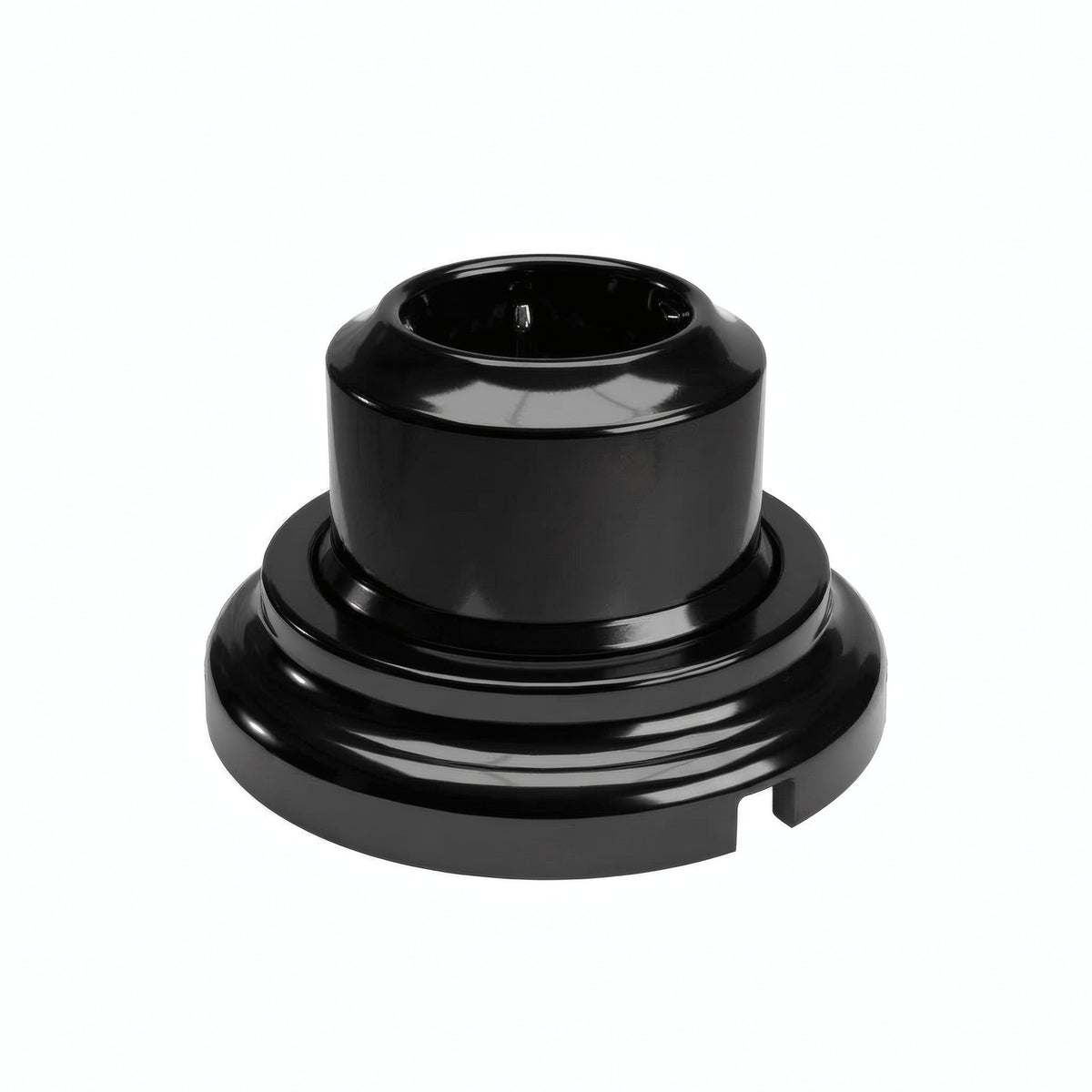 Wandsteckdose mit Sockel aus Porzellan – Set — Schuko 2P+T 16 A / Schwarz / Flach Ø 100 mm