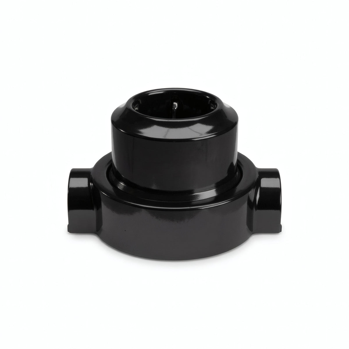 Wandsteckdose mit Sockel aus Porzellan – Set — Schuko 2P+T 16 A / Schwarz / 2 Auslässe in Reihe