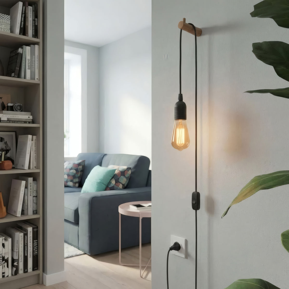 Lampe mit einfarbigem Textilkabel, Anwendungsbeispiel