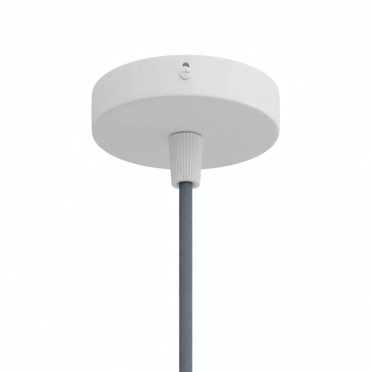Zylindrischer Mini-Baldachin aus Metall, Ø 83 mm — 1 zentrale Bohrung / Konisch, Thermoplast / Weiß matt