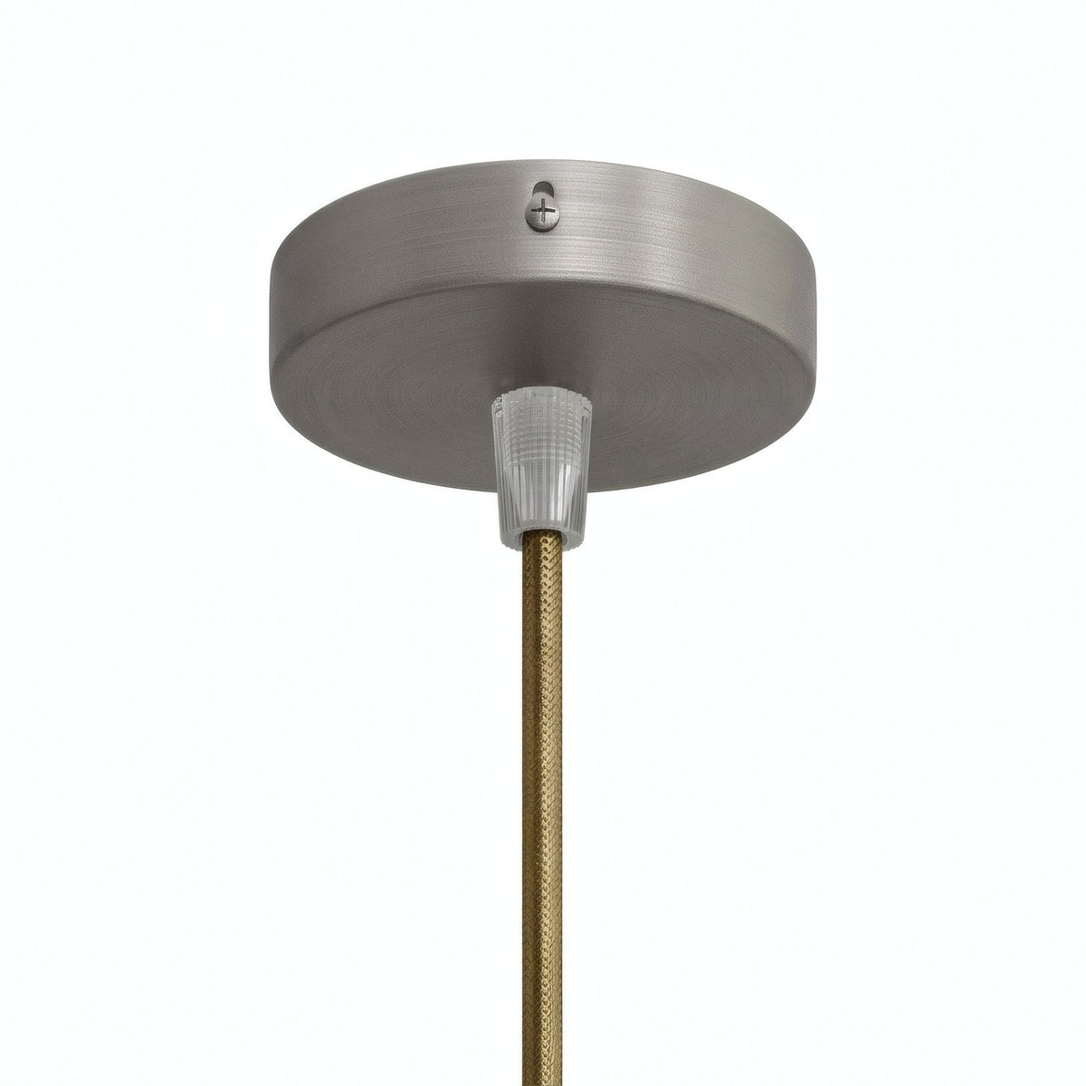 Zylindrischer Mini-Baldachin aus Metall, Ø 83 mm — 1 zentrale Bohrung / Konisch, Thermoplast / Satiniertes Titan