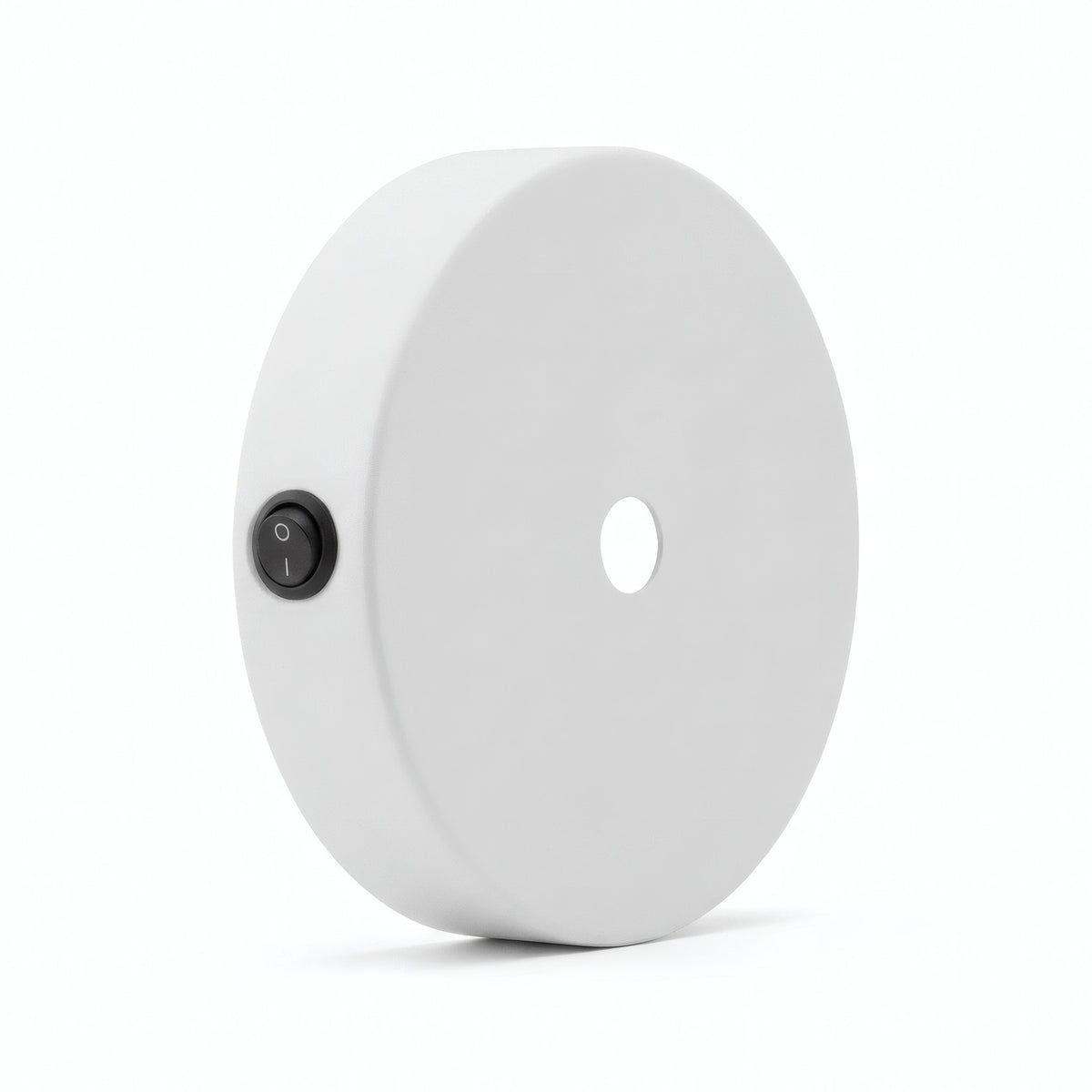 Zylindrischer Mini-Metallbaldachin mit Schalter, Ø 83 mm — Weiß matt