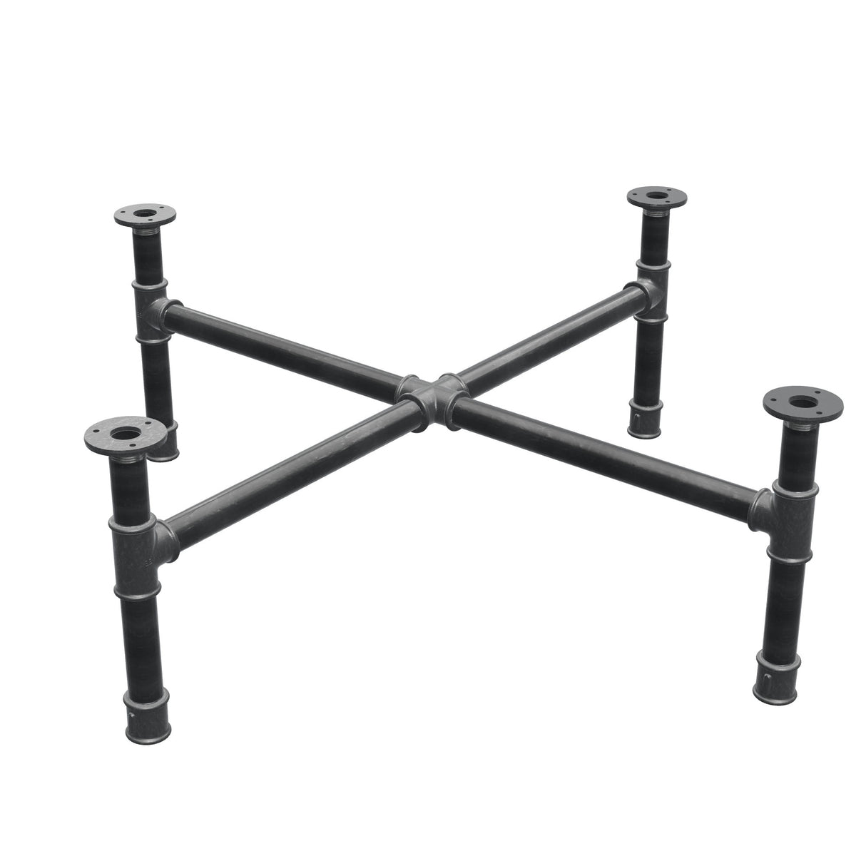 Couchtisch-Gestell, Kreuzfuß, Gusseisen und Stahl Ø 34 mm, 96 × 96 cm, Höhe 32 cm
