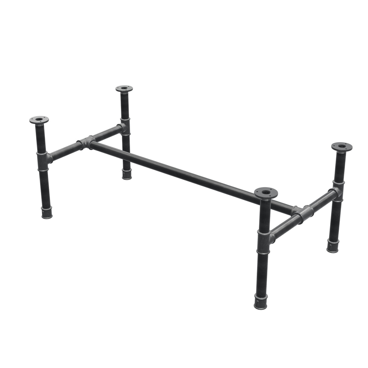 Couchtisch-Gestell, H-Form, Gusseisen und Stahl Ø 34 mm, 112 × 56 cm, Höhe 42 cm