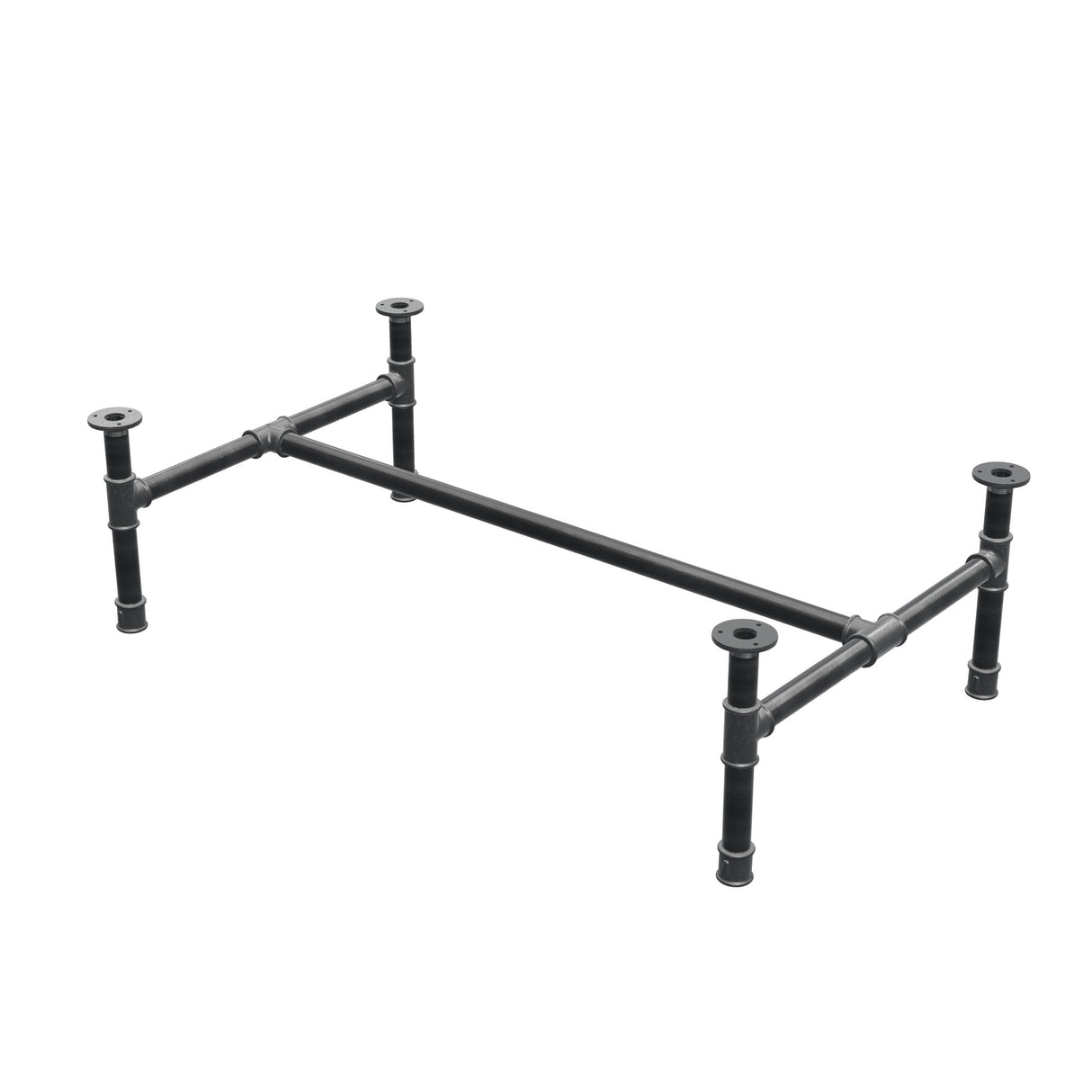 Couchtisch-Gestell, H-Form, Gusseisen und Stahl Ø 34 mm, 112 × 66 cm, Höhe 32 cm