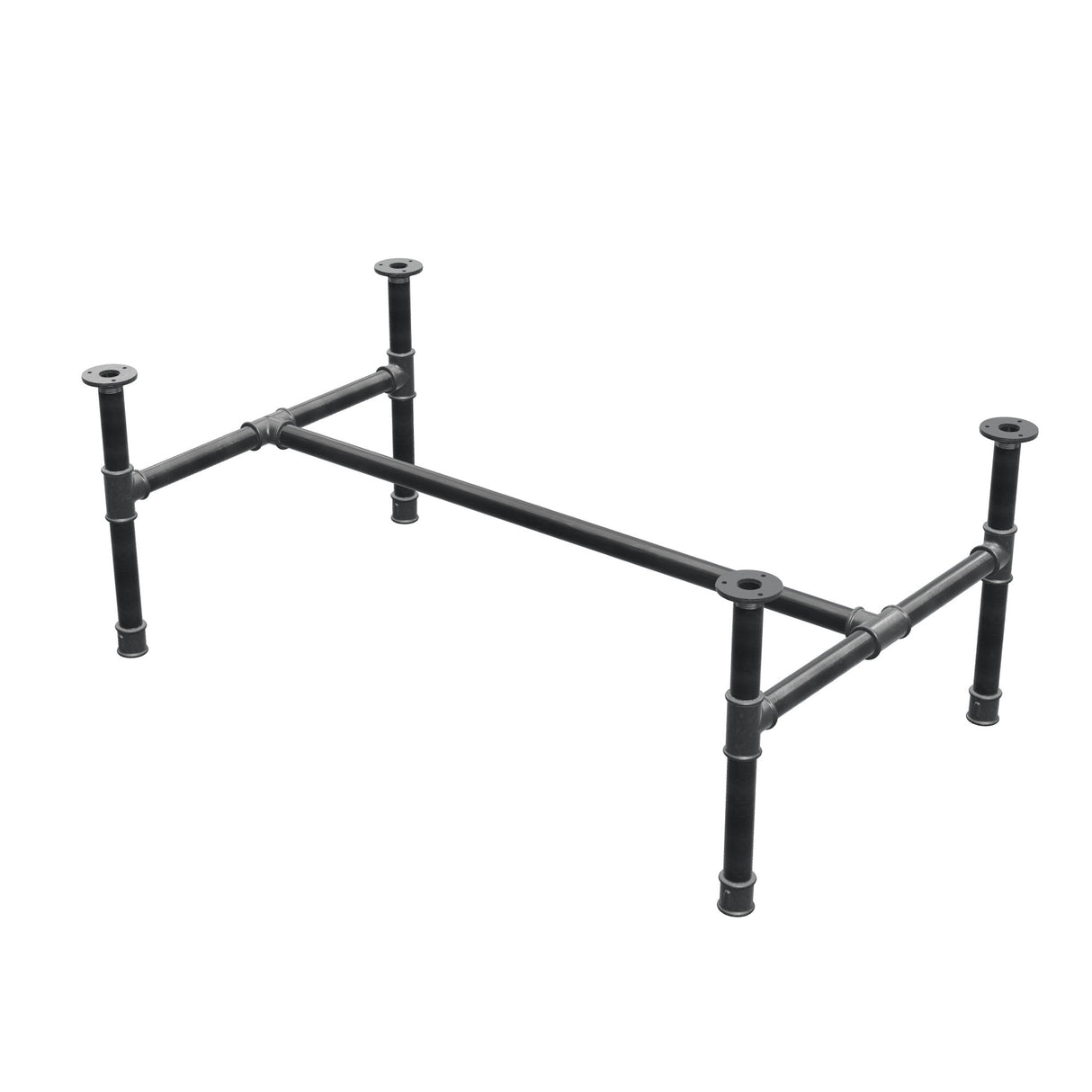 Couchtisch-Gestell, H-Form, Gusseisen und Stahl Ø 34 mm, 112 × 66 cm, Höhe 42 cm