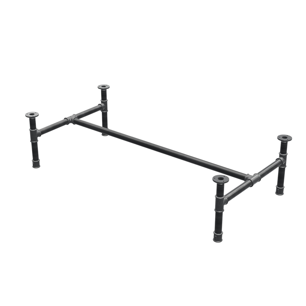 Couchtisch-Gestell, H-Form, Gusseisen und Stahl Ø 34 mm, 132 × 66 cm, Höhe 32 cm