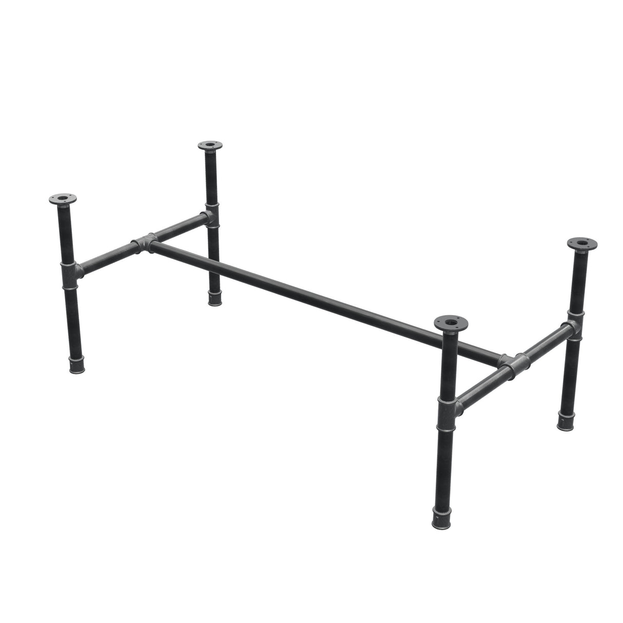 Couchtisch-Gestell, H-Form, Gusseisen und Stahl Ø 34 mm, 132 × 66 cm, Höhe 52 cm