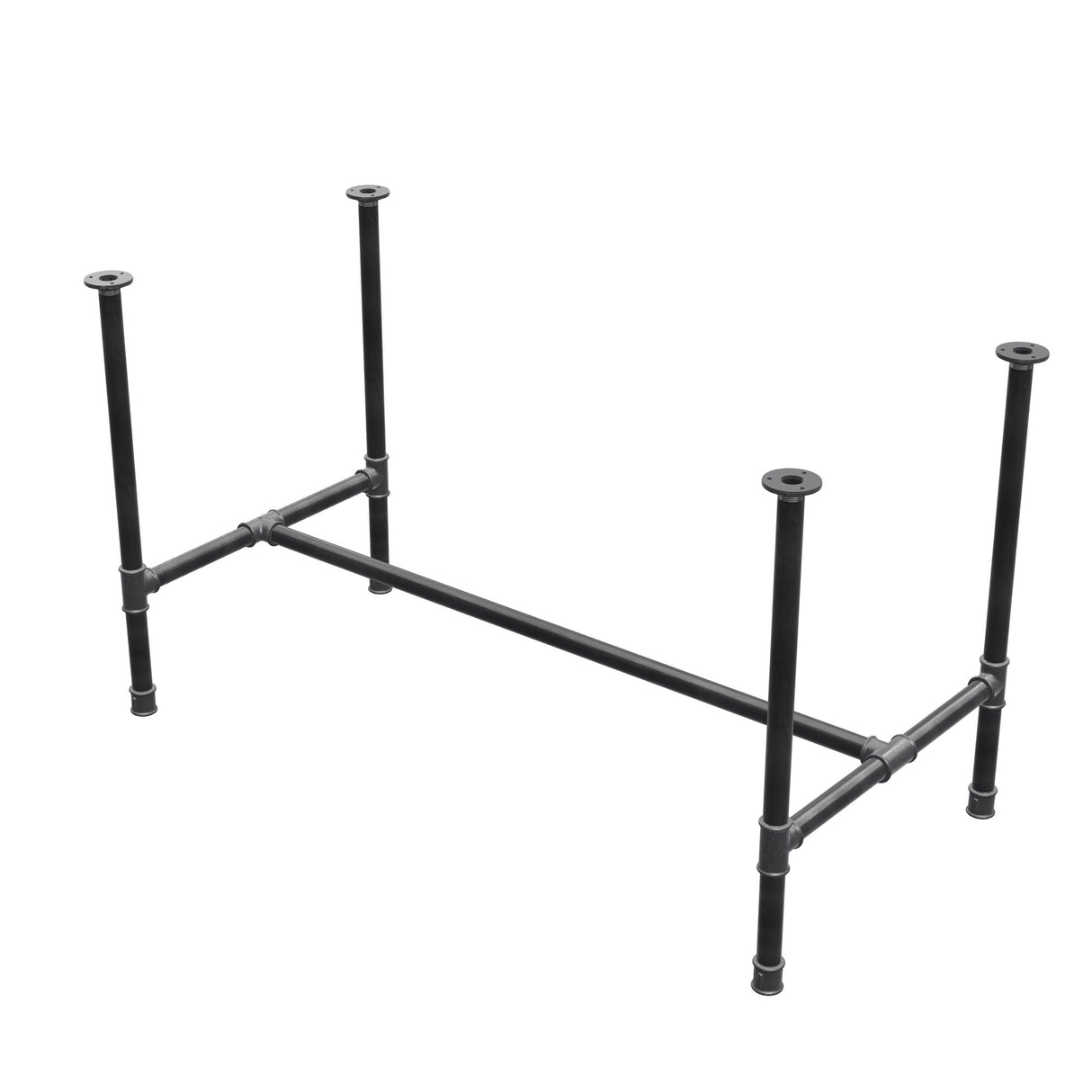 Esstisch-Gestell, H-Form, Gusseisen und Stahl Ø 34 mm, 132 × 66 cm, Höhe 75 cm