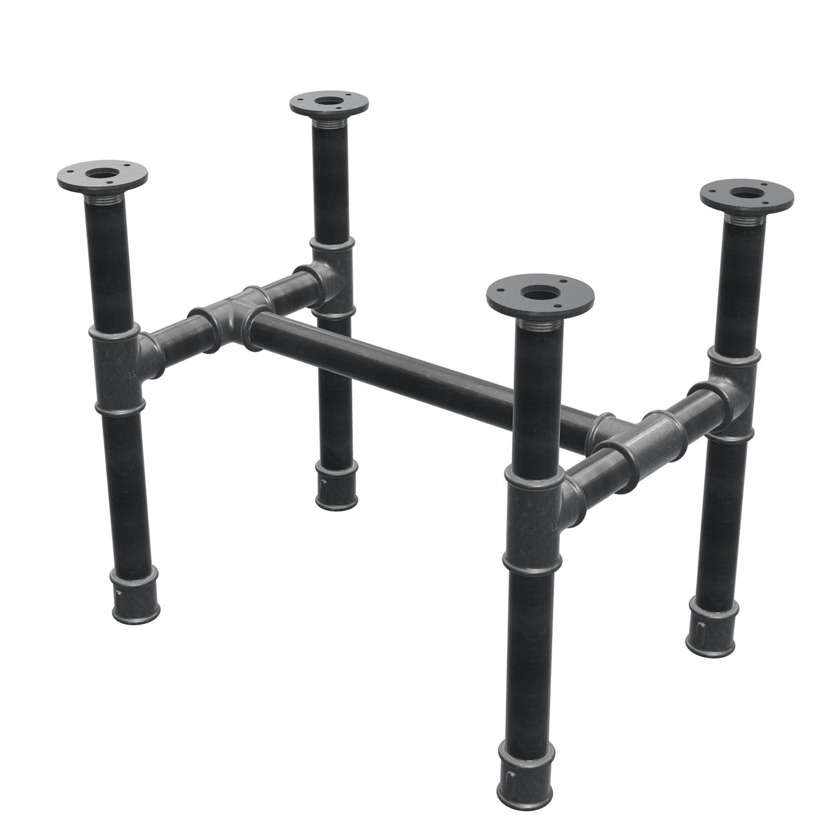 Couchtisch-Gestell, H-Form, Gusseisen und Stahl Ø 34 mm, 52 × 36 cm, Höhe 42 cm