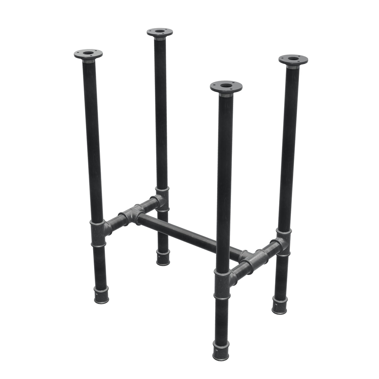 Esstisch-Gestell, H-Form, Gusseisen und Stahl Ø 34 mm, 52 × 36 cm, Höhe 75 cm