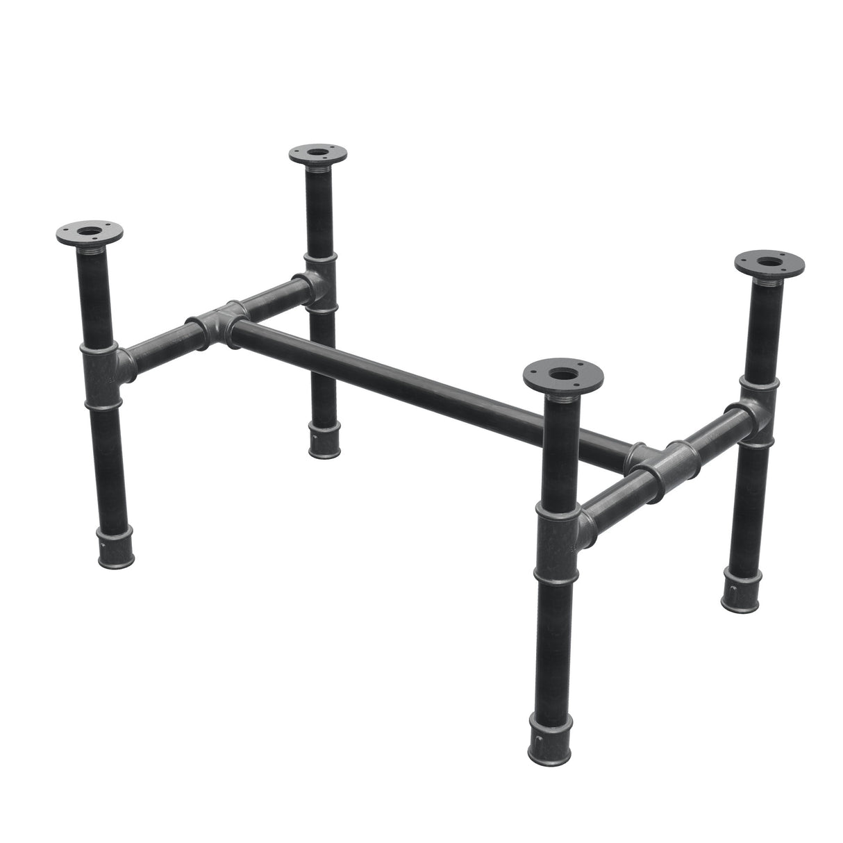 Couchtisch-Gestell, H-Form, Gusseisen und Stahl Ø 34 mm, 72 × 46 cm, Höhe 42 cm
