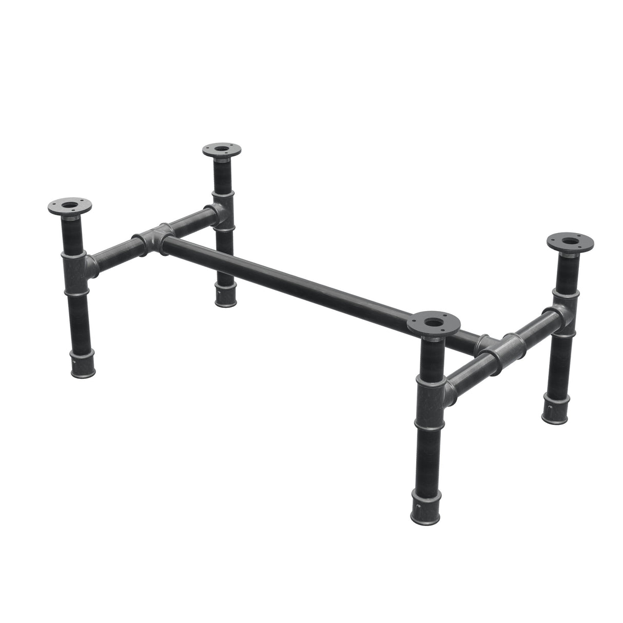 Couchtisch-Gestell, H-Form, Gusseisen und Stahl Ø 34 mm, 82 × 46 cm, Höhe 32 cm