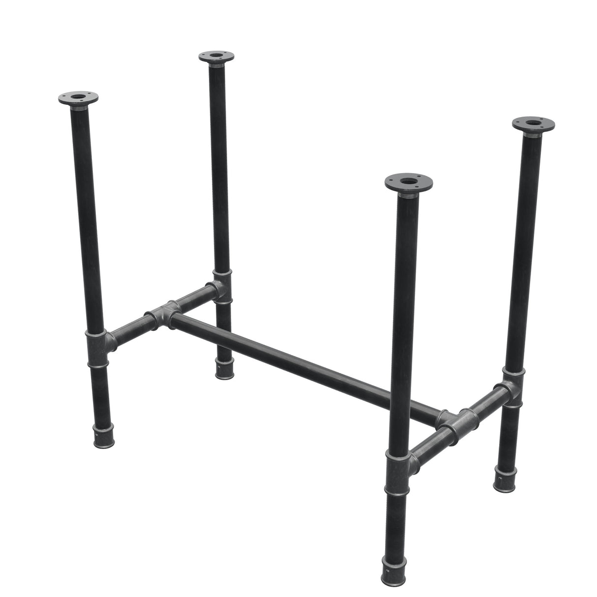 Esstisch-Gestell, H-Form, Gusseisen und Stahl Ø 34 mm, 82 × 46 cm, Höhe 75 cm