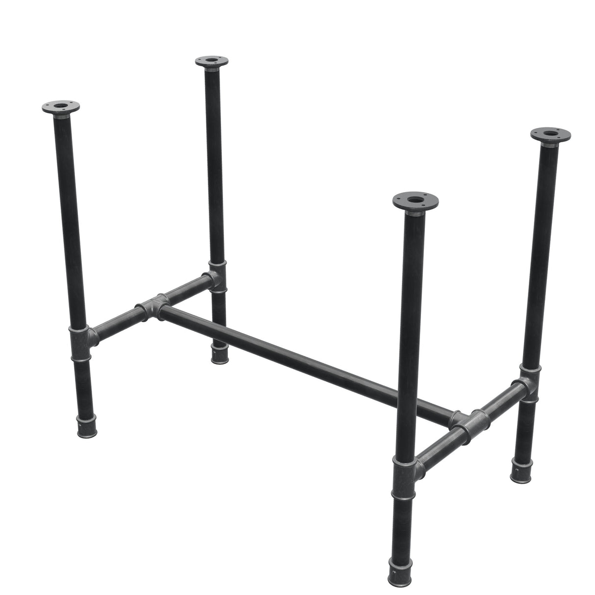 Esstisch-Gestell, H-Form, Gusseisen und Stahl Ø 34 mm, 92 × 52 cm, Höhe 75 cm