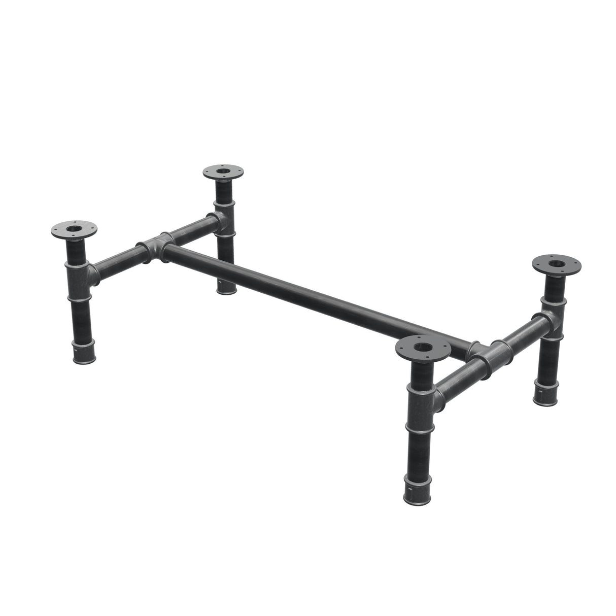 Couchtisch-Gestell, H-Form, Gusseisen und Stahl Ø 42 mm, 106 × 61 cm, Höhe 34 cm