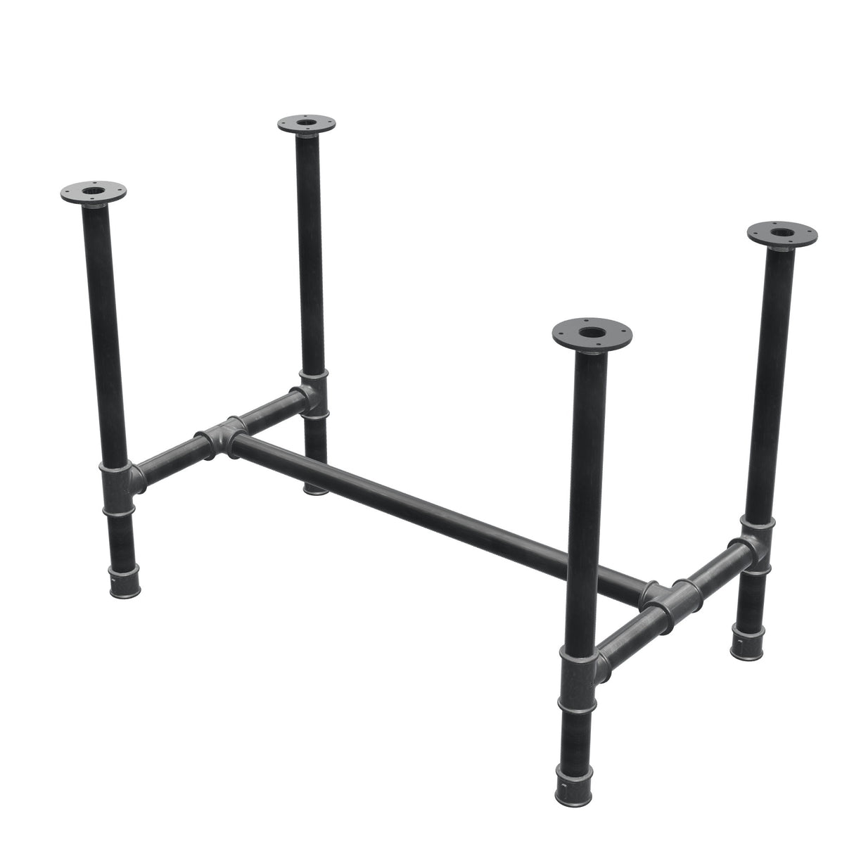 Esstisch-Gestell, H-Form, Gusseisen und Stahl Ø 42 mm, 106 × 61 cm, Höhe 74 cm