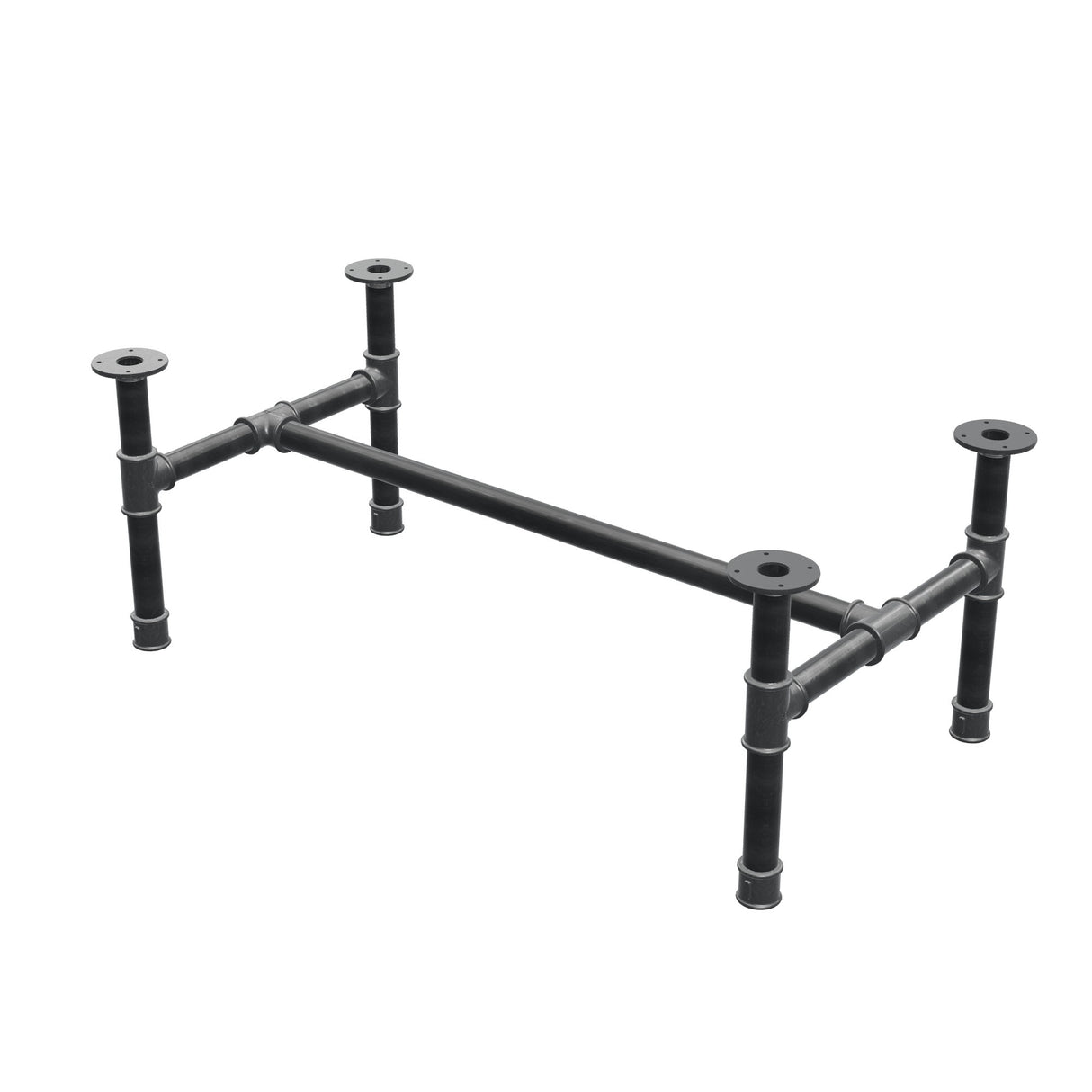 Couchtisch-Gestell, H-Form, Gusseisen und Stahl Ø 42 mm, 116 × 61 cm, Höhe 44 cm