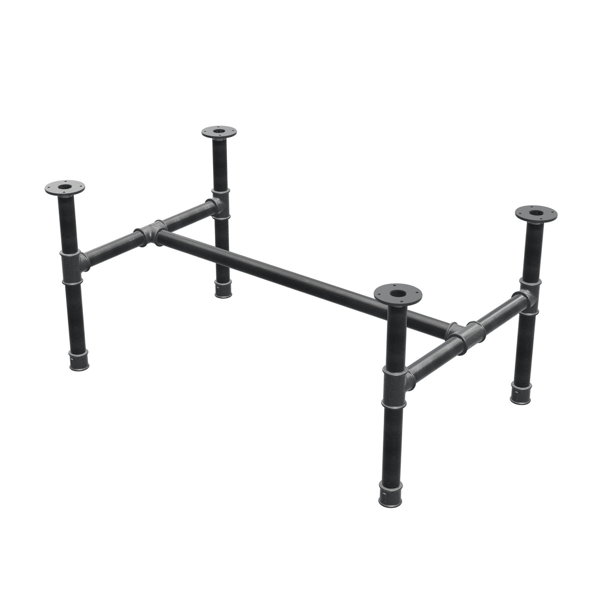Couchtisch-Gestell, H-Form, Gusseisen und Stahl Ø 42 mm, 116 × 71 cm, Höhe 54 cm