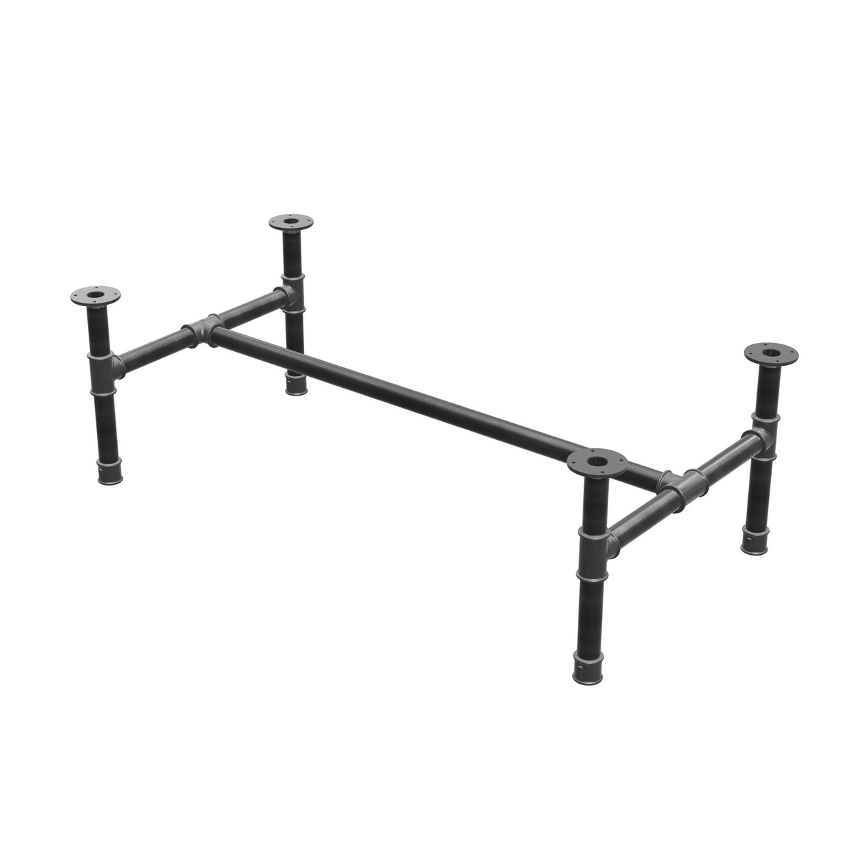 Couchtisch-Gestell, H-Form, Gusseisen und Stahl Ø 42 mm, 136 × 71 cm, Höhe 44 cm