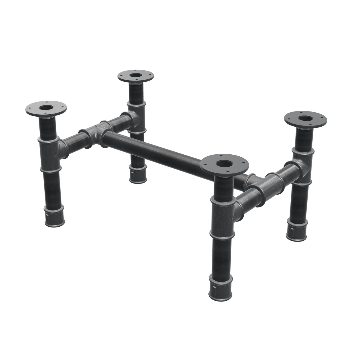 Couchtisch-Gestell, H-Form, Gusseisen und Stahl Ø 42 mm, 66 × 45 cm, Höhe 34 cm